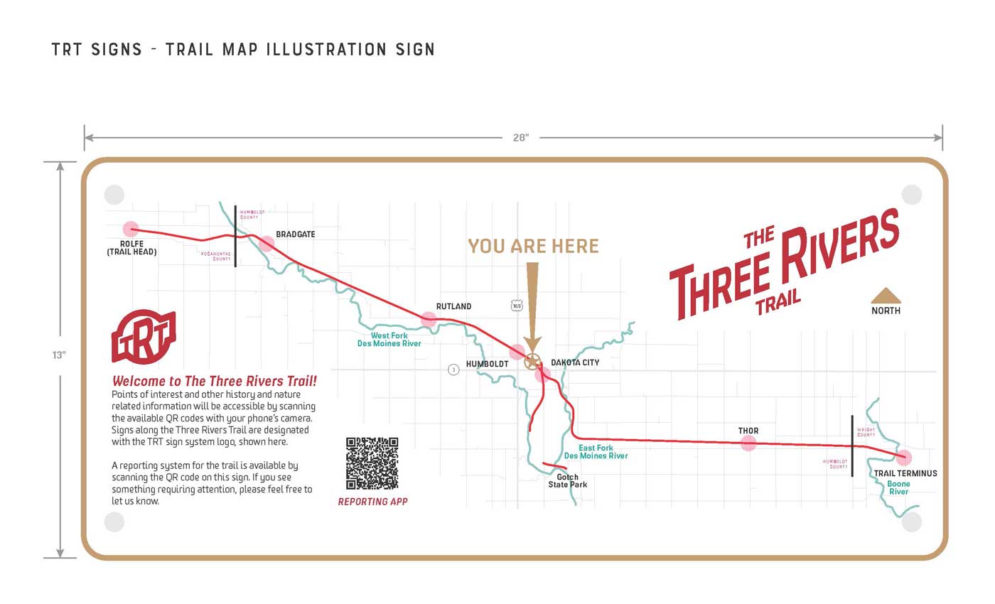 New TRT trail map illustration sign with 'You are Here' arrow