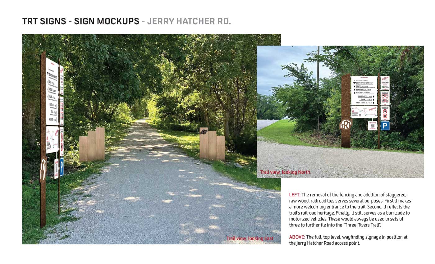 After image of wayfinding sign at Jerry Hatcher Road trail access