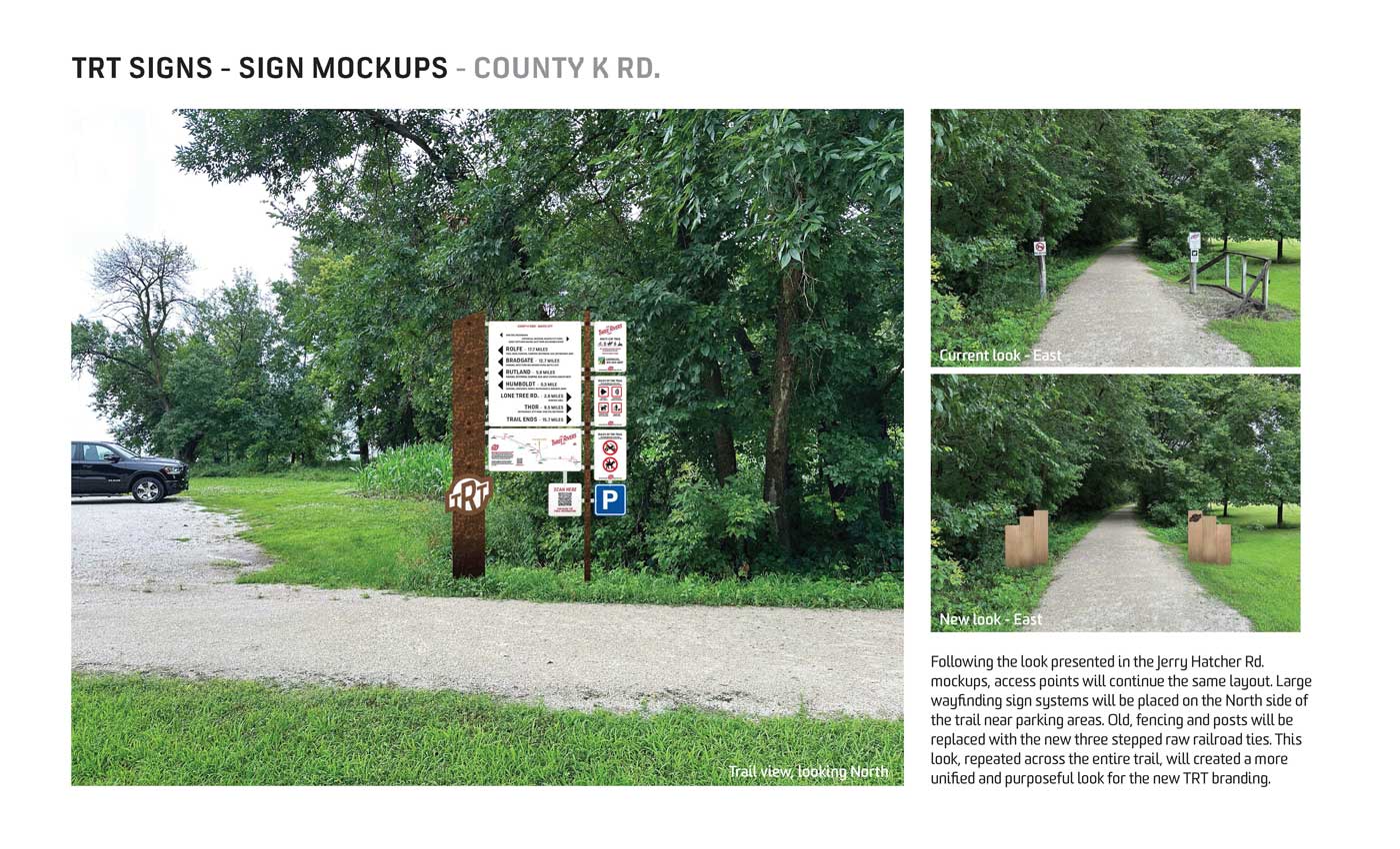 After image of wayfinding sign at County K Road trail access