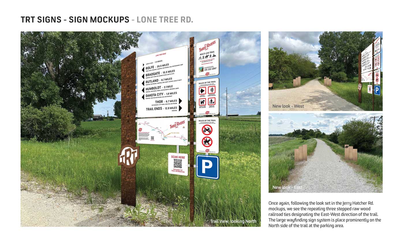 After image of wayfinding sign at Lone Tree Road trail access