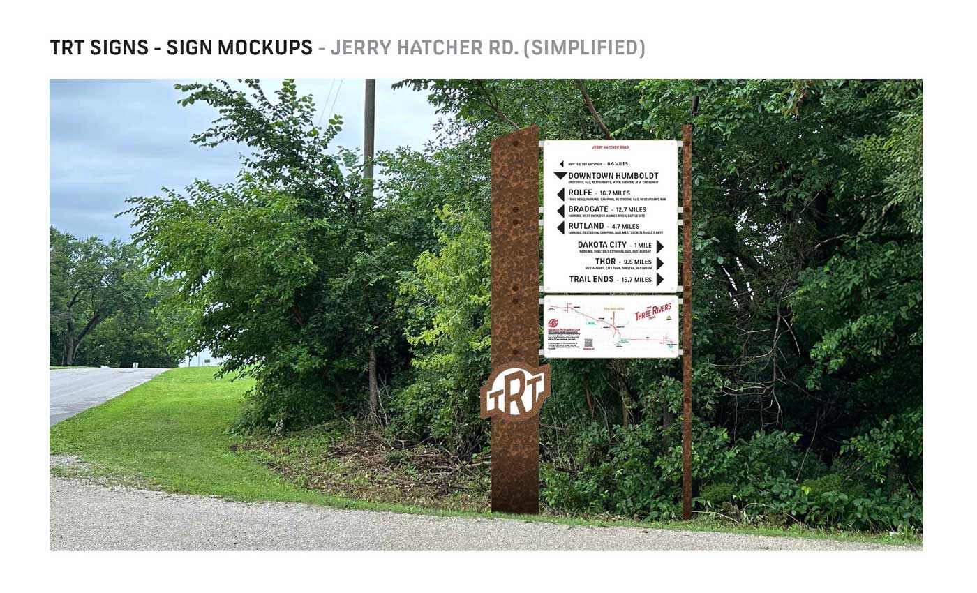 Simplified version of wayfinding sign at Jerry Hatcher Road trail access