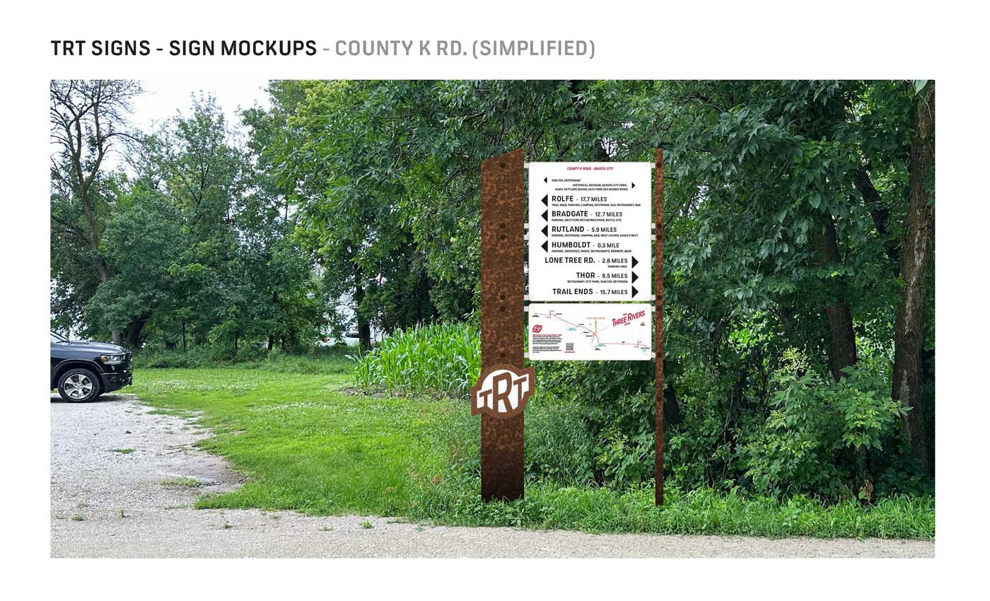 Simplified version of wayfinding sign at Jerry Hatcher Road trail access