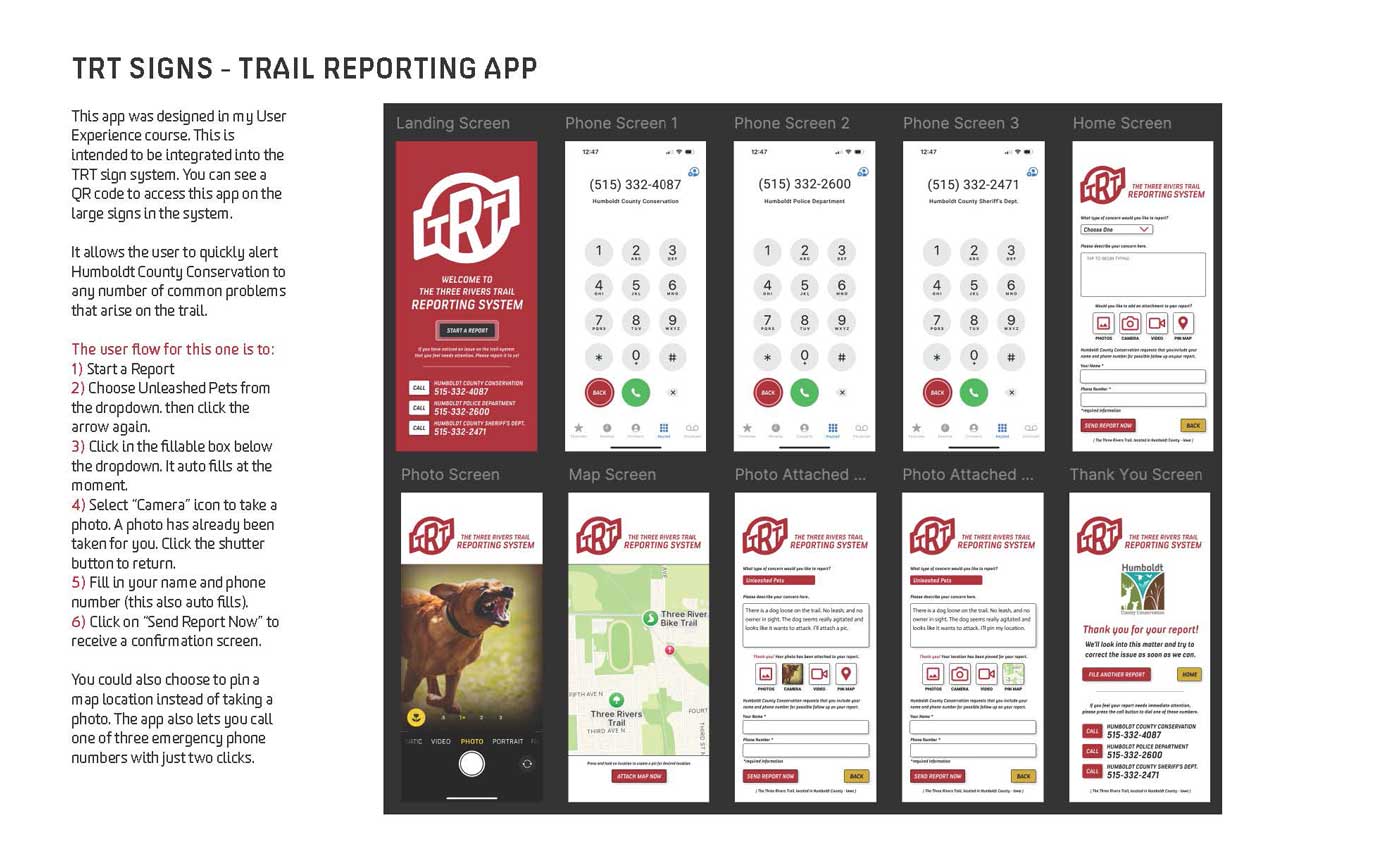Collection of screenshots showing the user flow for the Reporting App prototype